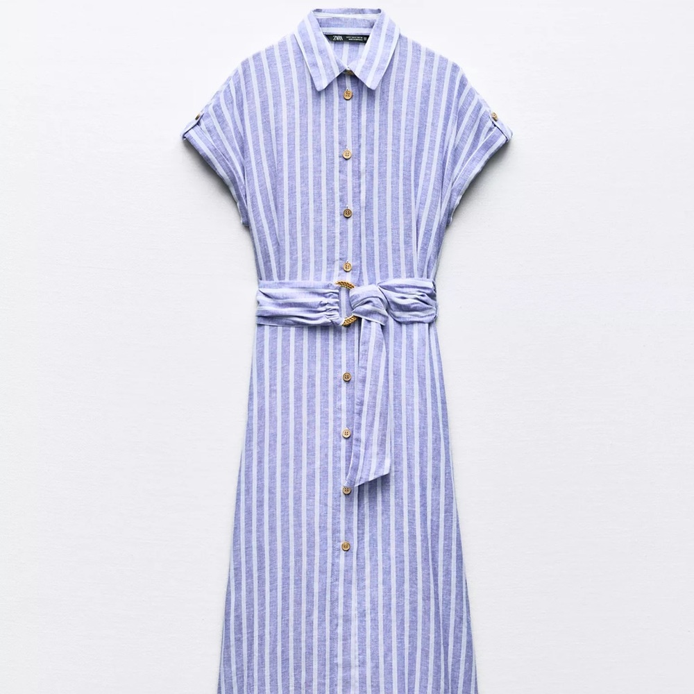 Zara Blue and White Striped Maxi Dress